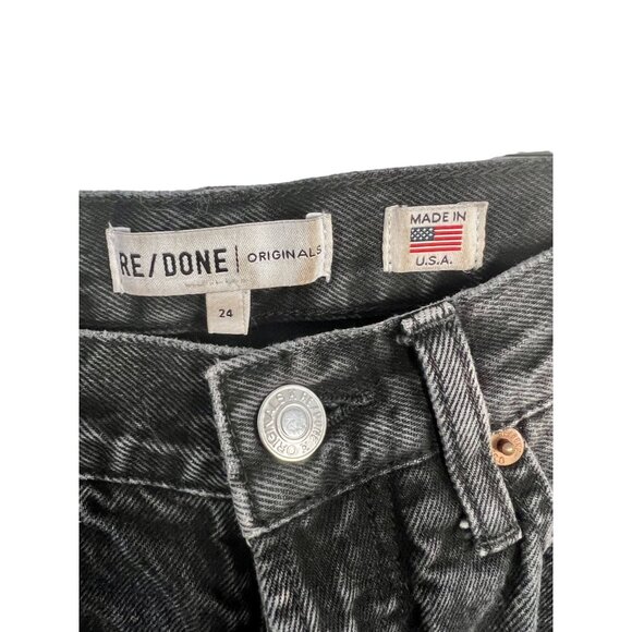RE/DONE Black Distressed High-Rise Straight Jeans - Size 24 - Picture 7 of 9
